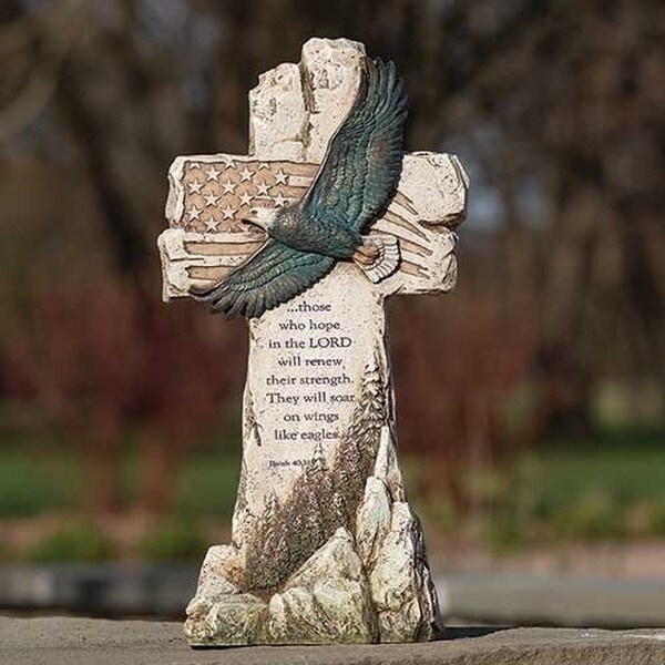 Eagle's Wings Garden Cross Sculpture